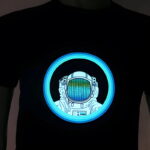 Light Up astronaut t-shirt with sound-activated equalizer lights that pulse to music