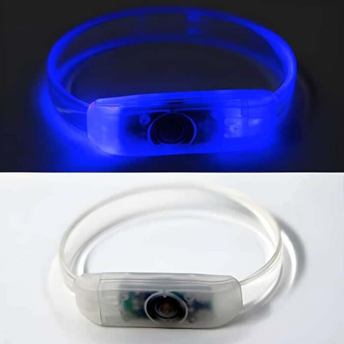 Blue LED Bracelet, Lit Up in Dark, Turned Off and Clear