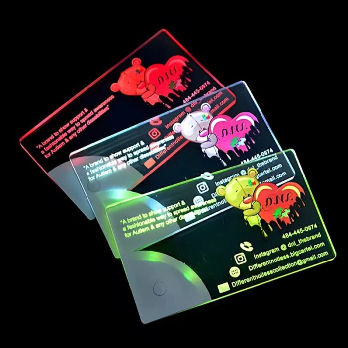 UV printed light up business cards promo item