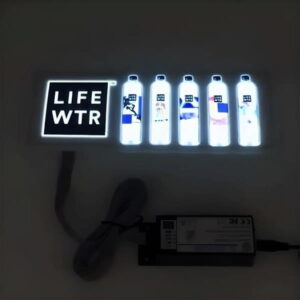 Life war branded el poster with water bottle lighting up brightly