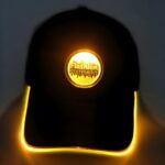 Custom Flashion Statement LED Baseball Hat with brim and logo design lighting up neon