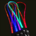 5 colorful lanyards illuminating in orange, blue, pink, green and red