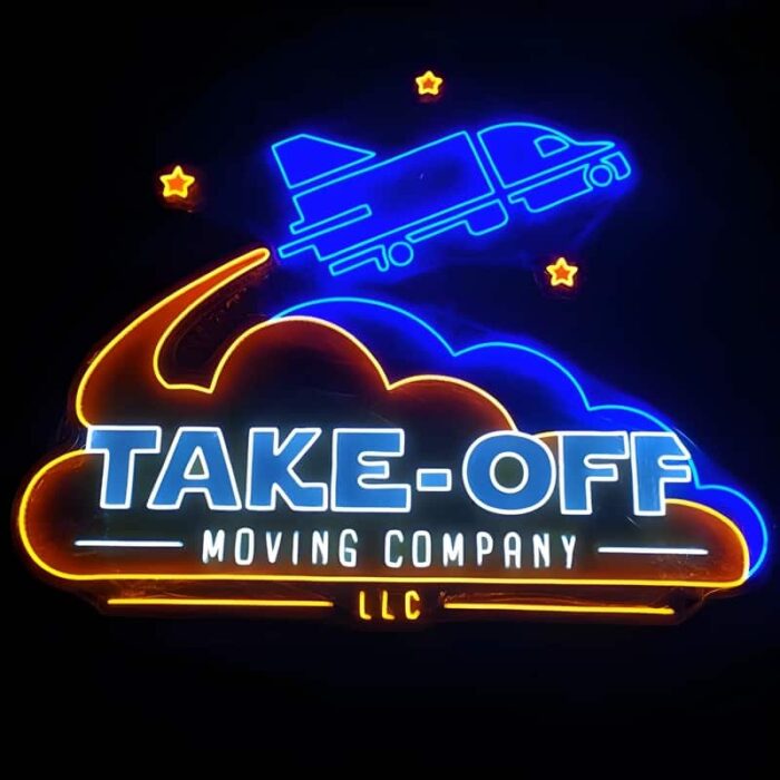Take off moving company neon glowing light up sign