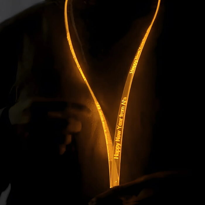 Happy New Year Laser Engraved Custom LED Lanyard for special events hanging on persons neck