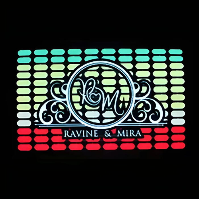 Ravine and Mira custom wedding logo equalizer el panel design
