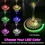 Custom LED Coaster Color Options solid LED or color-changing