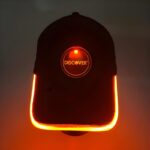 glowing red led hat with brim illuminating logo