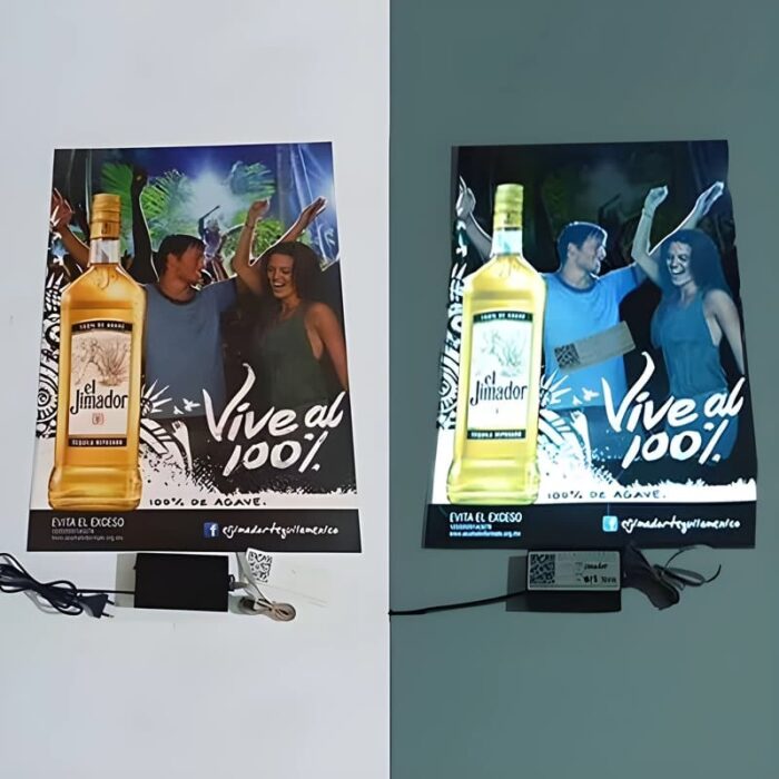 Side by side showing a liquor poster advertisement