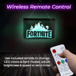 Fortnite LED edge lit hanging acrylic sign with remote to change colors, light modes, and set timer