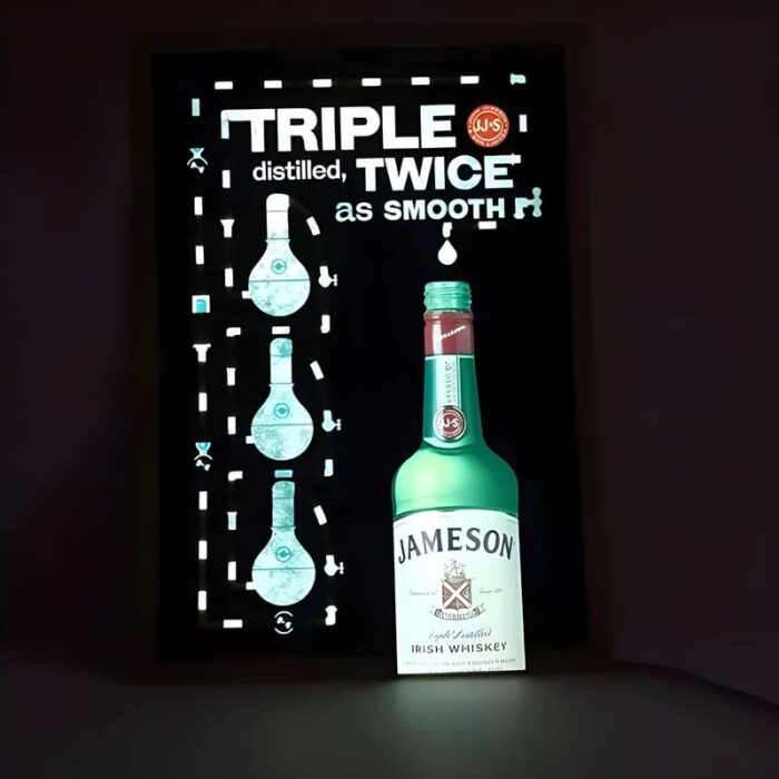 Jameson liquor illuminated poster lighting up brightly