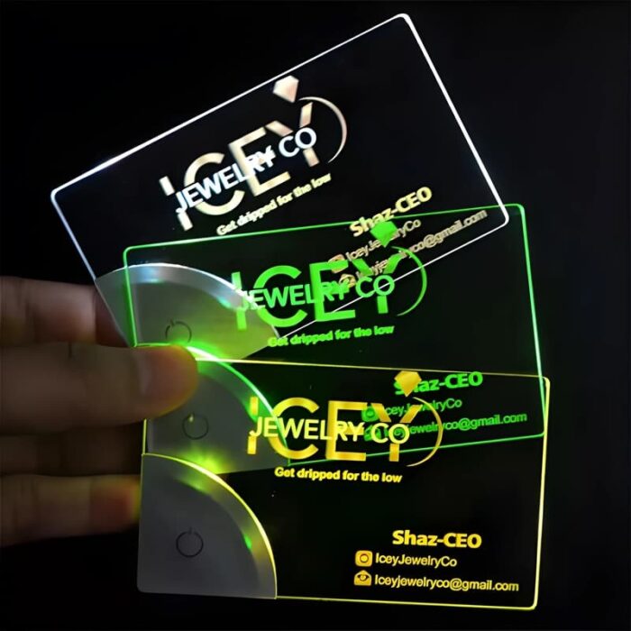 Light Up LED Business cards with bright logo shining
