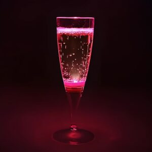 Pink LED Champagne glass lighting up hot pink