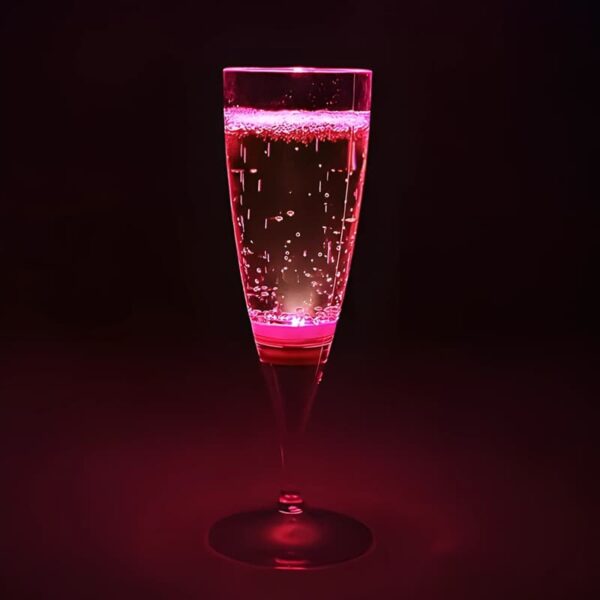 Pink LED Champagne glass lighting up hot pink