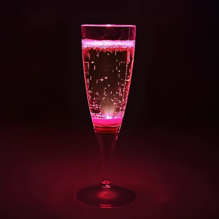 Pink LED Champagne glass lighting up hot pink