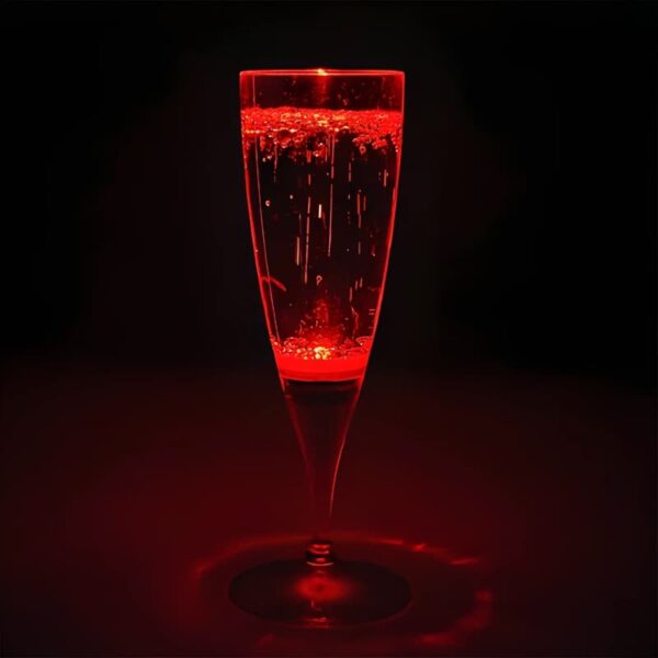 Red LED champagne glass lighting up red