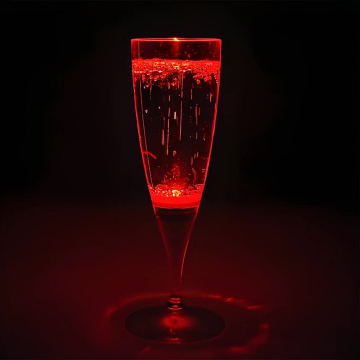 Red LED champagne glass lighting up red