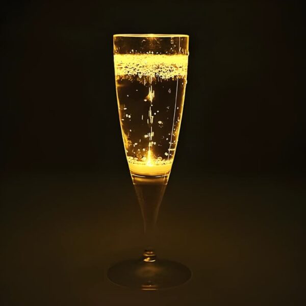 LED champagne glass lighting up bright yellow