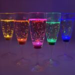 Six LED champagne glass colors shining bright neon colors