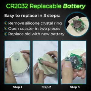 How to replace the batteries in an LED coaster