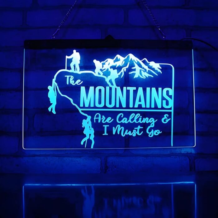 Mountains are calling led light up acrylic sign custom logo