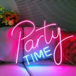 Party Time light up neon sign with custom logo bright