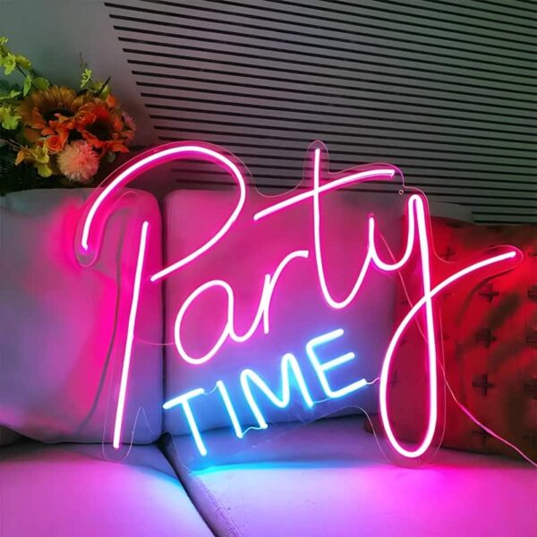 Party Time light up neon sign with custom logo bright