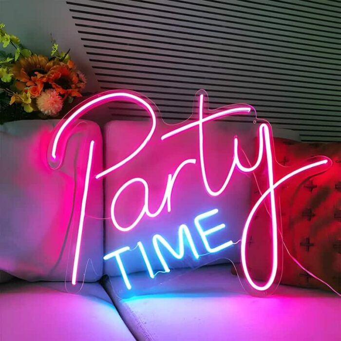 Party Time light up neon sign with custom logo bright