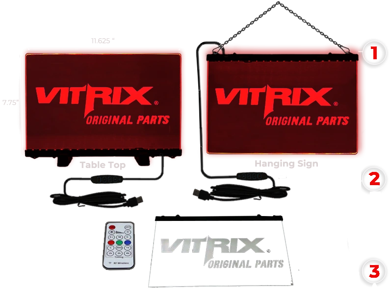 Diagram of a hanging acrylic custom led sign