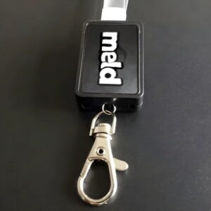 Custom sticker on a lanyard battery pack