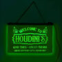 A personalized acrylic hanging light up sign for a bar