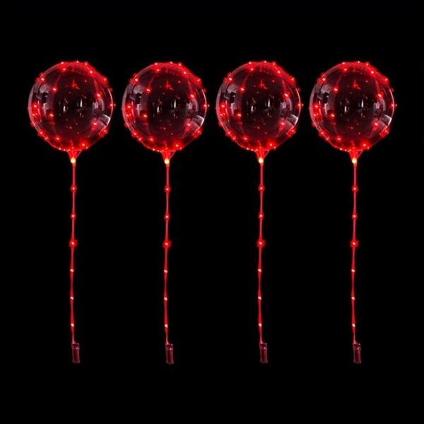 red light up balloons with battery pack and sticks
