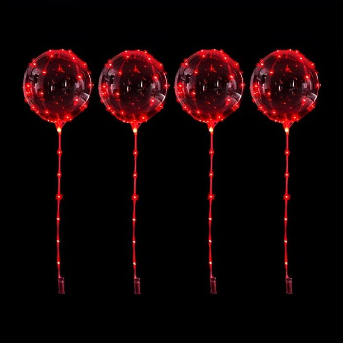 red light up balloons with battery pack and sticks