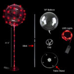 Red glowing lighted balloon with LED lights in a table stand for a centerpiece