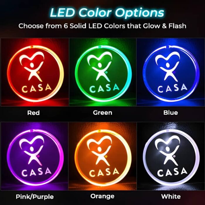 Diagram showing all 6 LED colors available to customize LED pins