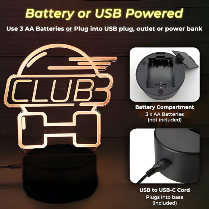 Battery compartment and USB rechargeable option for acrylic led sign stands