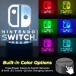 Diagram of custom acrylic Nintendo switch sign lighting up in 7 colors
