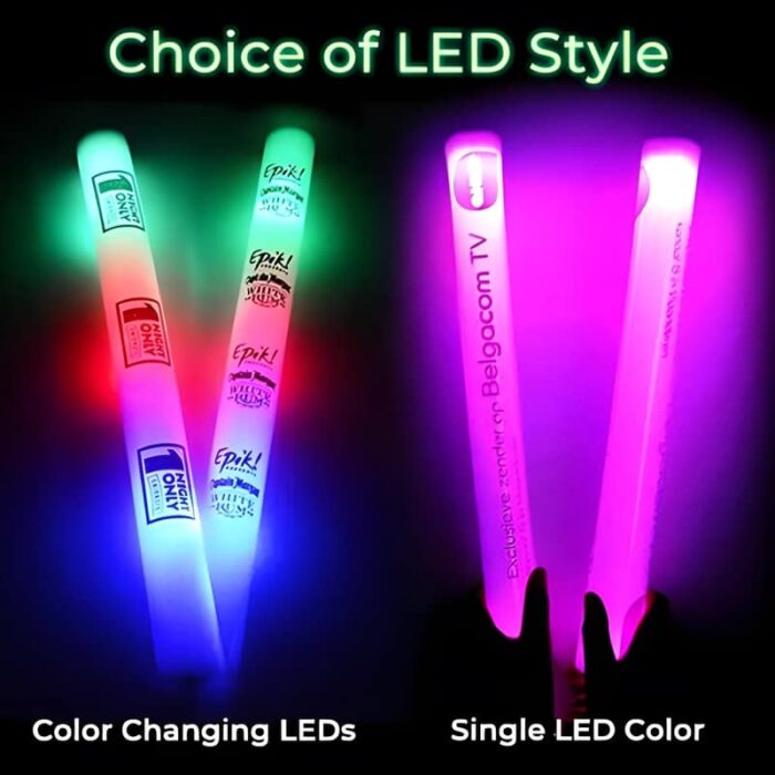 Two different styles of LED to choose when customizing LED foam sticks