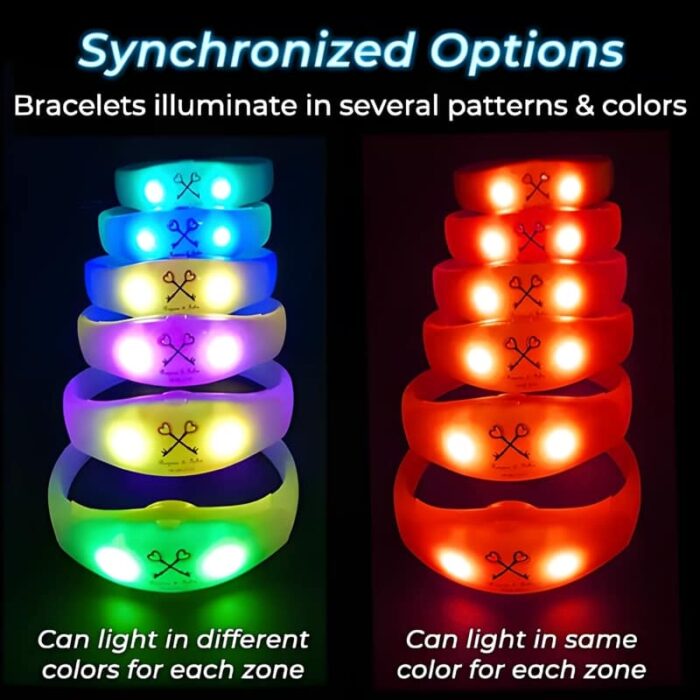 Synchronized lighting color options for RGB silicone bracelets