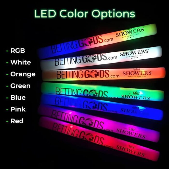Color options for custom LED foam sticks