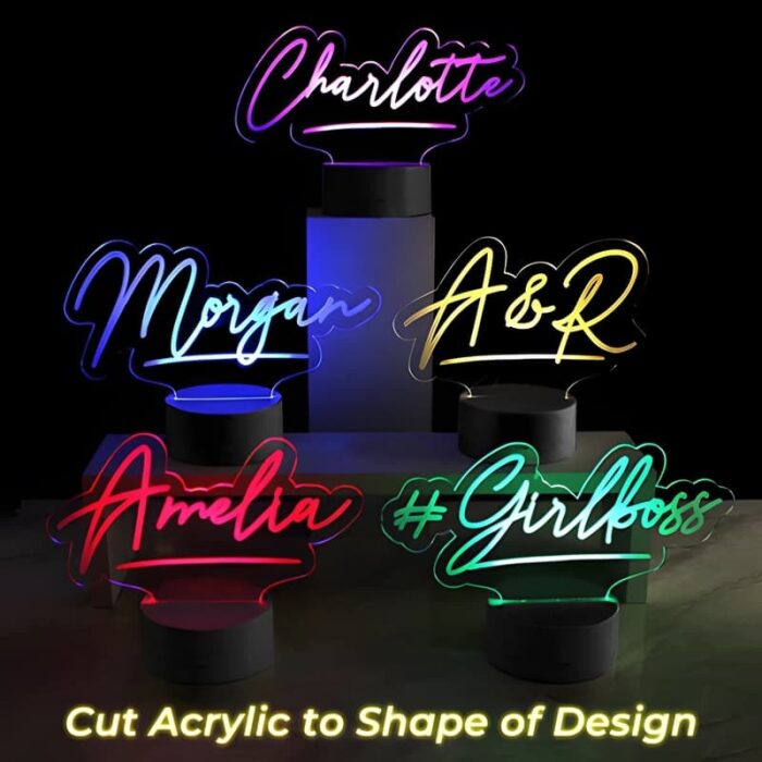 Acrylic LED table signs cut to shape of design