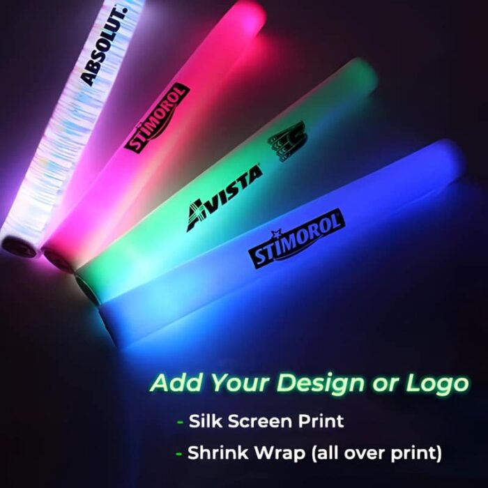 Add your design or logo onto custom LED foam sticks