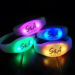 Wedding design printed on colorful light up bracelets