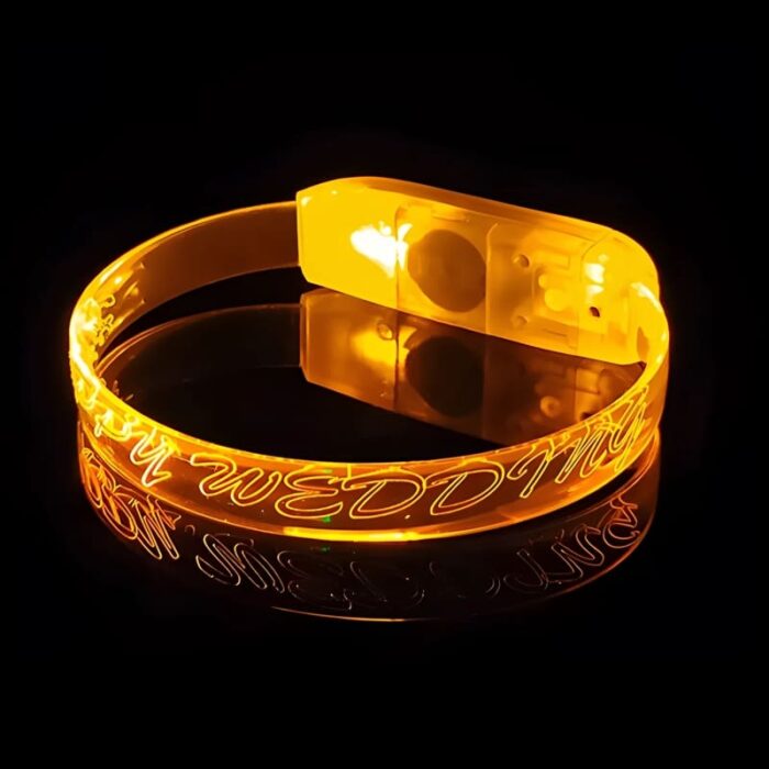 Wedding custom engraved LED bracelet lighting up yellow