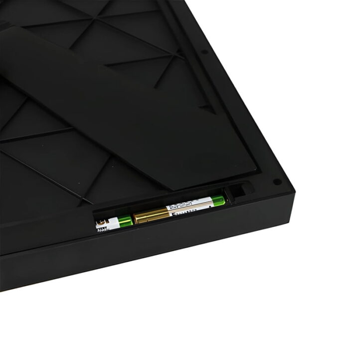 2 AA batteries inserted into a glowing acrylic LED frame