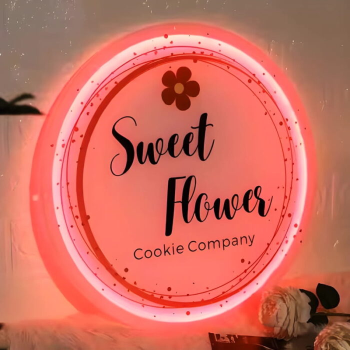 Cookie company printed logo on acrylic LED sign