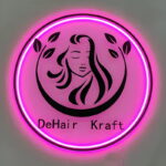 Hair salon custom logo on bright pink neon sign