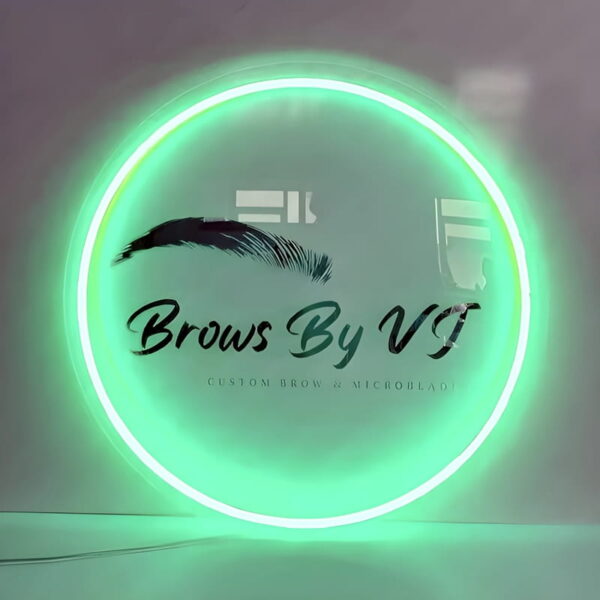 Brows by VJ eyebrow aesthetician custom neon sign
