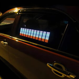 equalizer design on side of car EL poster lighting up brightly in dark