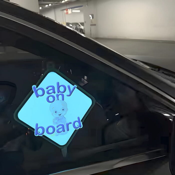 baby on board light up el sticker glowing on car window