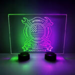 Bright acrylic LED sign that says "Mr. Goldman Maintenance," designed with custom LED acrylic and engraving